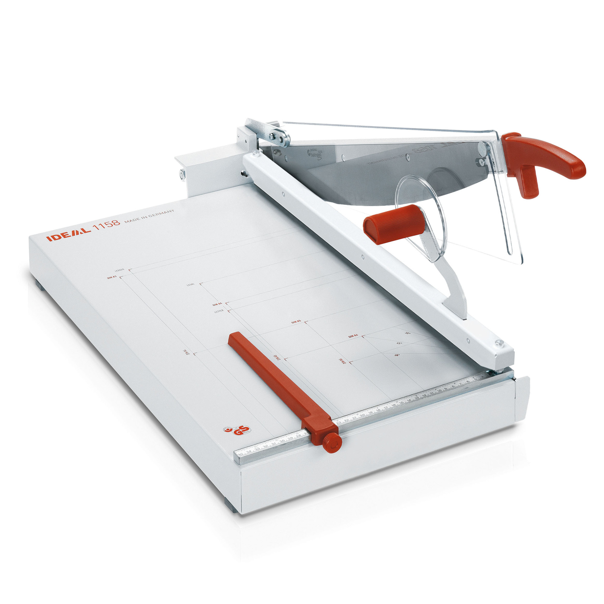 IDEAL Guillotine Paper Cutter — 22.5in. Cutting Length, Solingen Steel Blade, Ergonomic Design, Hand Clamp, 40-Sheet Capacity, Model# 1158